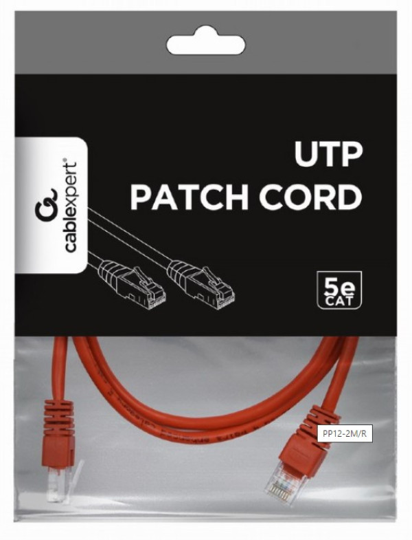 Gembird PP12-2M/R crveni UTP Cat 5e mrežni kabl, 2 m