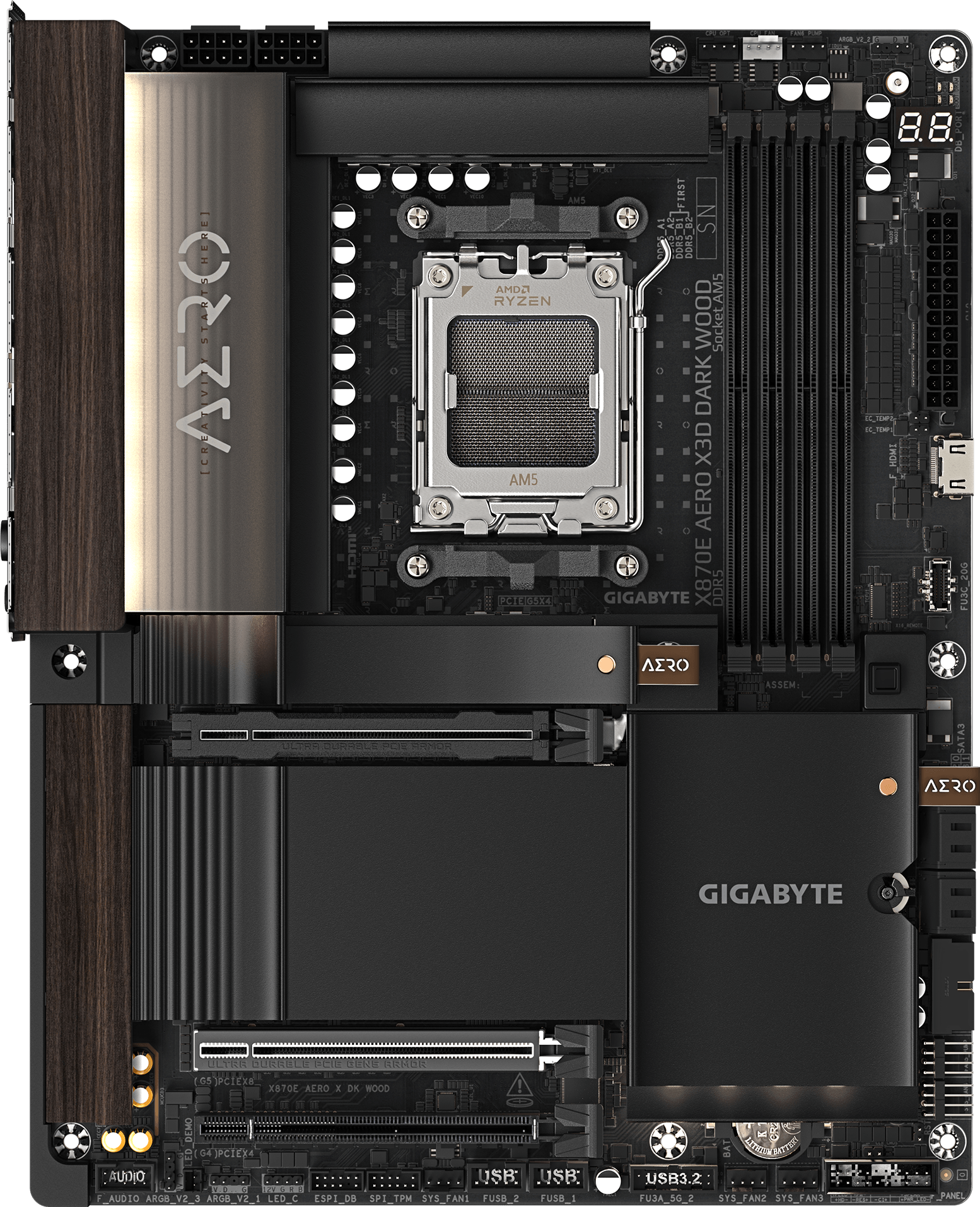 Gigabyte X870E AERO X3D DARK WOOD AM5 DDR5 ATX matična ploča
