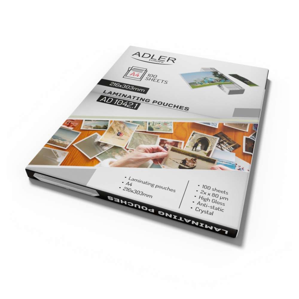 Adler AD1042.1 A4 folije za toplu laminaciju, 100 kom, 2×80 µm