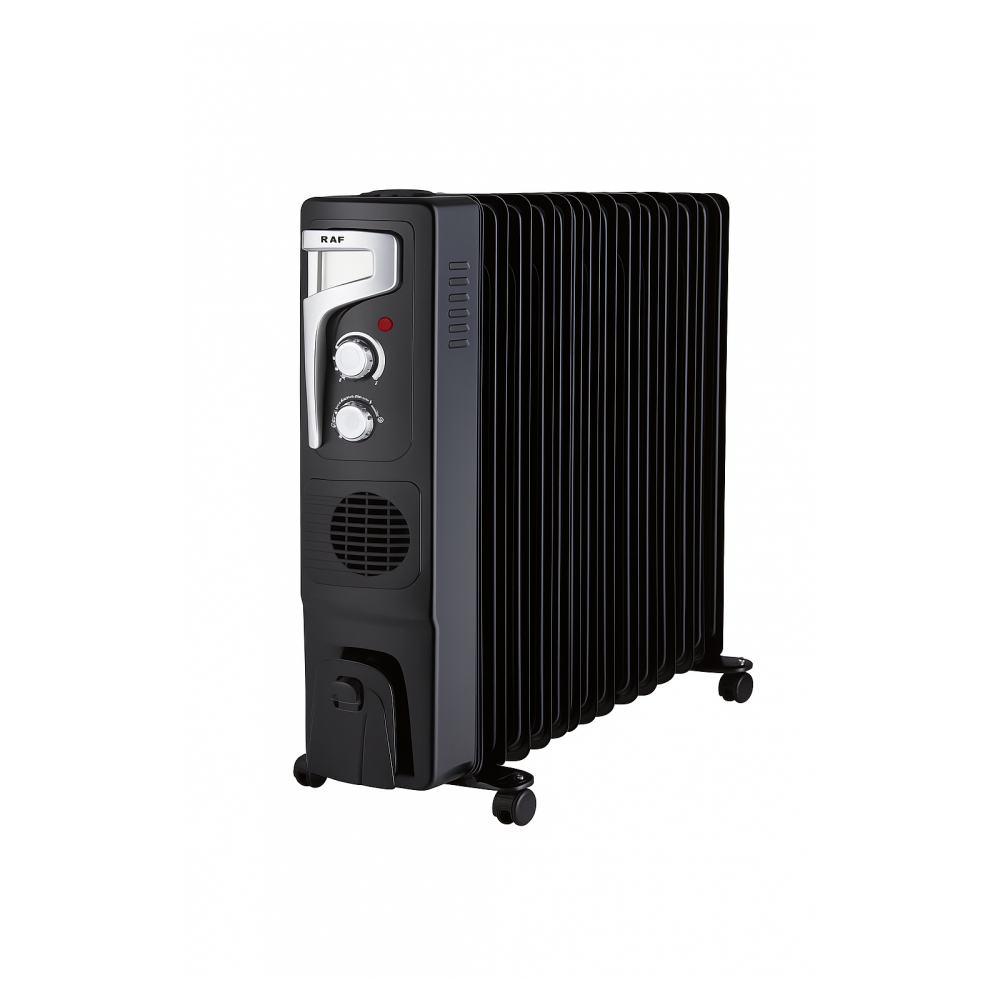 RAF R.1329B crni uljni radijator sa ventilatorom, 13 rebara, 2900 W