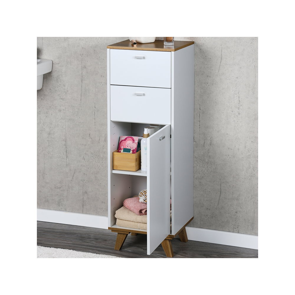 Kesper 15992 uski kupatilski ormarić sa 2 fioke i vratima, 32 × 28 × 96 cm
