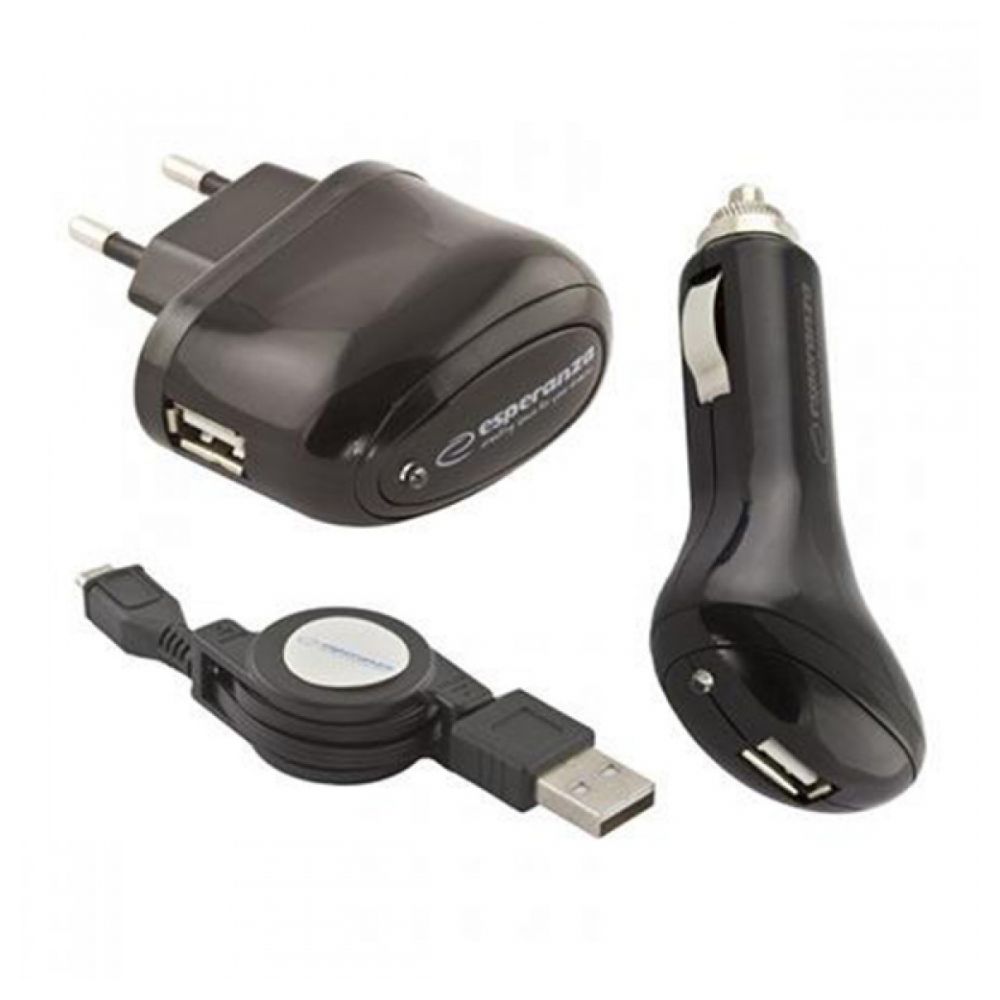 Esperanza EZ116 set USB punjača 3 u 1 sa micro USB kablom, 1 A