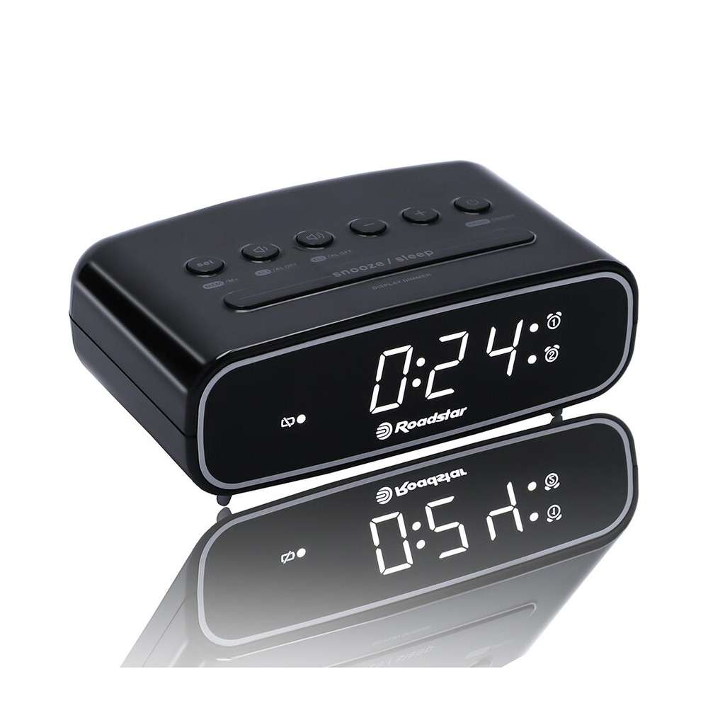 Roadstar CLR-2310/BK crni FM radio-sat sa dva alarma