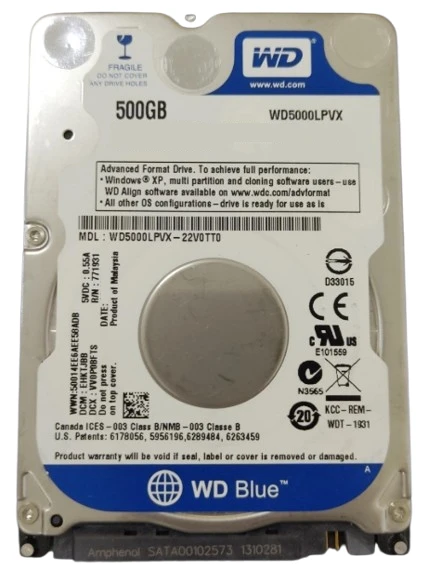 WD Blue WD5000LPVX 500 GB 2,5″ SATA HDD 5400 rpm