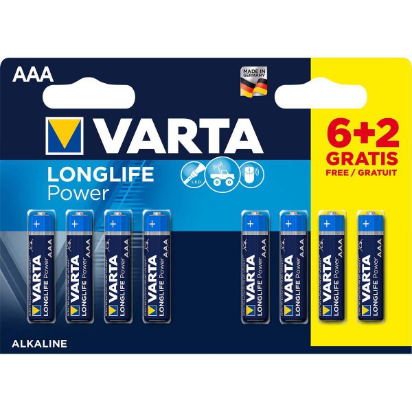 VARTA Longlife Power AAA 1,5 V, 6+2 gratis (PAK8, cena po komadu)