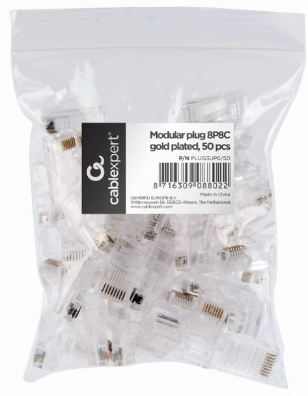 Gembird PLUG3UP6/50 RJ45 Cat5 UTP konektori, pakovanje 50 komada