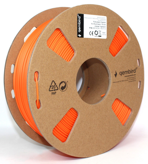 Gembird 3DP-PLA1.75-01-O PLA filament 1,75 mm, 1 kg, narandžasti