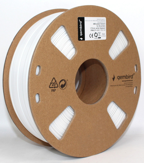 Gembird 3DP-ABS1.75-01-W beli ABS filament 1,75 mm, 1 kg