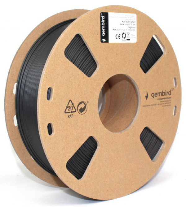 Gembird 3DP-PLA+1.75-02-BK crni PLA Plus filament 1,75 mm, 1 kg