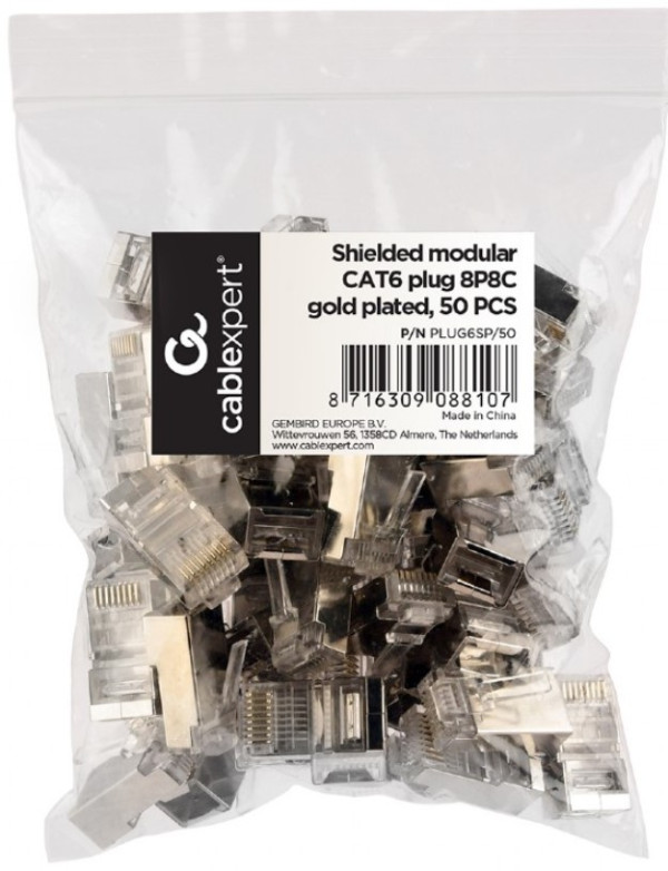 Gembird PLUG6SP/50 oklopljeni RJ45 Cat6 konektori, 50 komada