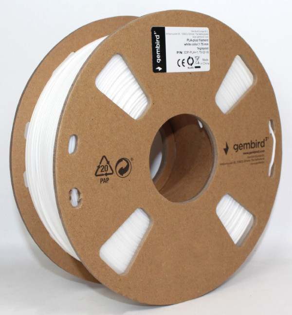 Gembird 3DP-PLA+1.75-02-W beli PLA+ filament 1,75 mm, 1 kg