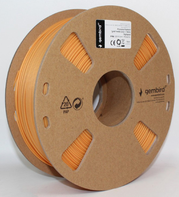 Gembird 3DP-PLA+1.75-02-GL zlatni PLA+ filament za 3D štampu 1,75 mm, 1 kg