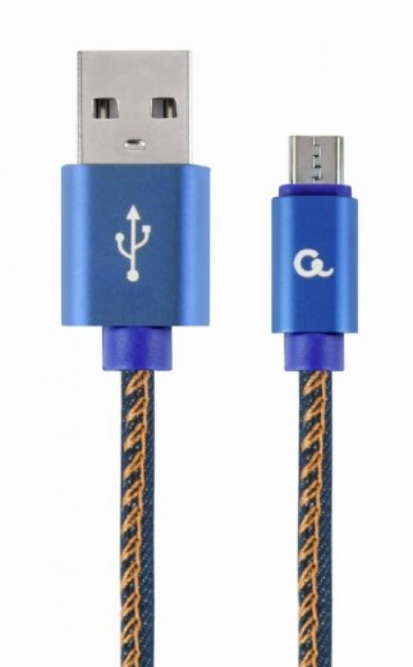 Gembird CC-USB2J-AMmBM-1M-BL plavi Micro USB kabl sa teksas opletom, 1 m