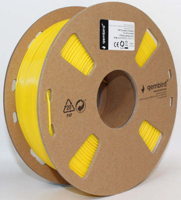 Gembird 3DP-PETG1.75-01-Y žuti PETG filament 1,75 mm, 1 kg
