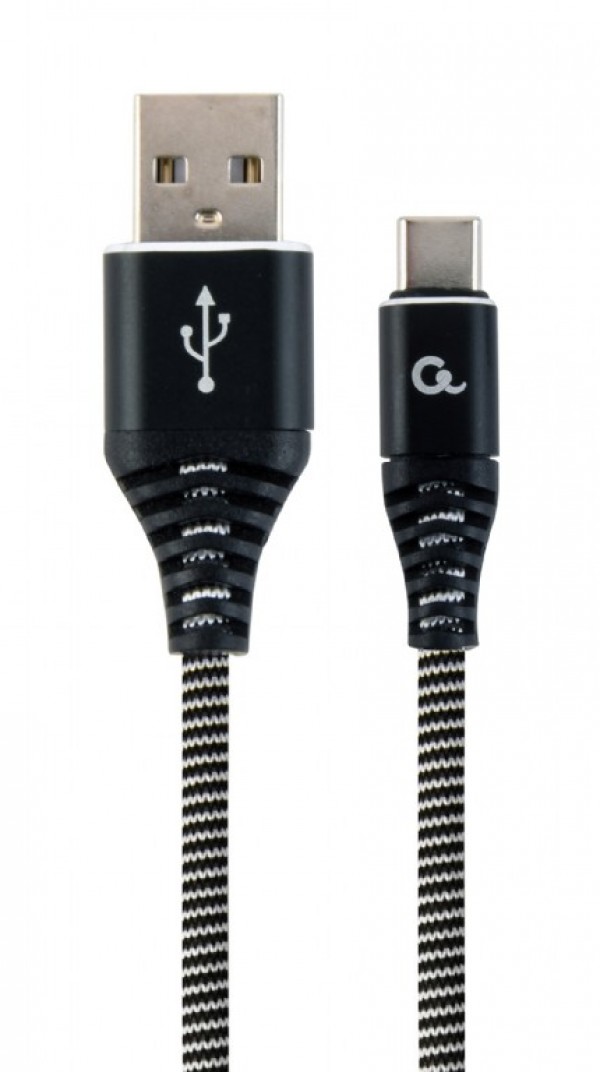 Gembird CC-USB2B-AMCM-1M-BW crno-beli pleteni USB-A na USB-C kabl 1 m