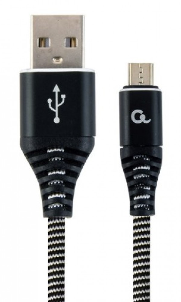 Gembird CC-USB2B-AMmBM-1M-BW pleteni Micro-USB kabl 1 m, crno-beli