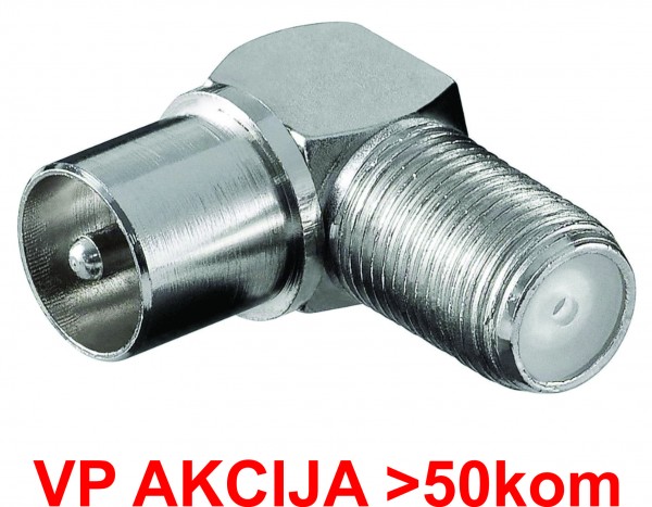 Gembird ugaoni antenski adapter F ženski na IEC muški, 90°