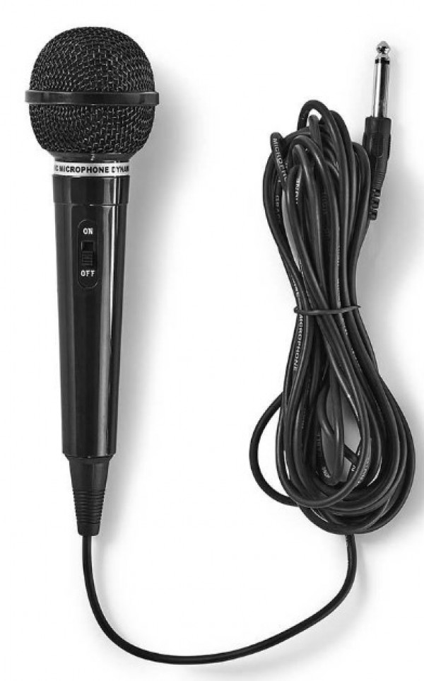 Nedis MPWD01BK crni dinamički karaoke mikrofon sa kablom od 5 m