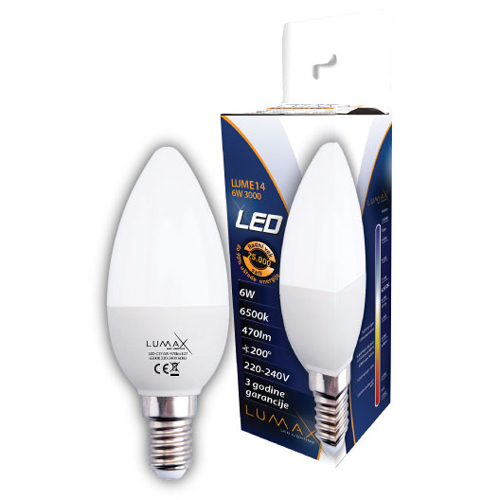 Lumax LUME14-6W LED sijalica E14, 6500 K, 470 lm
