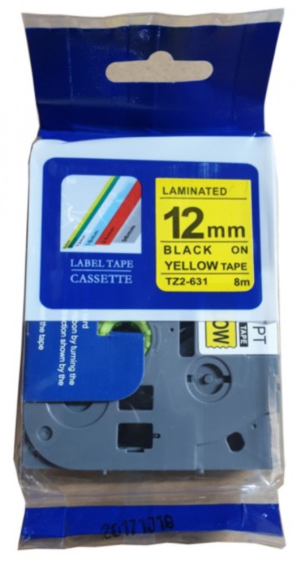 TZ2-631 laminirana traka za štampač, 12 mm, crna na žutoj