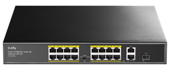 Cudy FS1018PS1 16-portni PoE+ svič sa 2 Gigabit uplinka i SFP portom