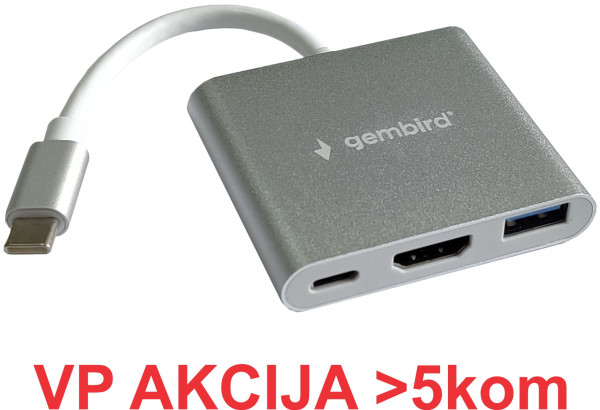 Gembird A-CM-HDMIF-05 USB-C adapter sa HDMI, USB 3.0 i PD