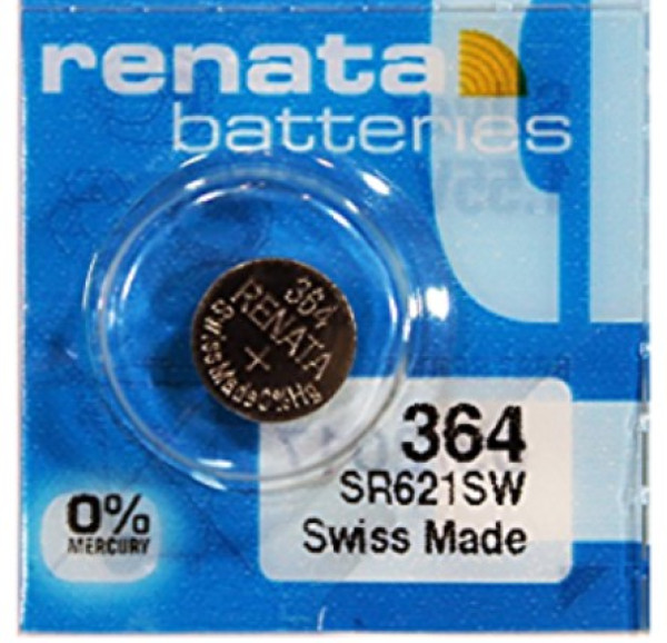 Renata 364 (SR621SW) srebrno-oksidna baterija za sat, 1,55 V, 20 mAh