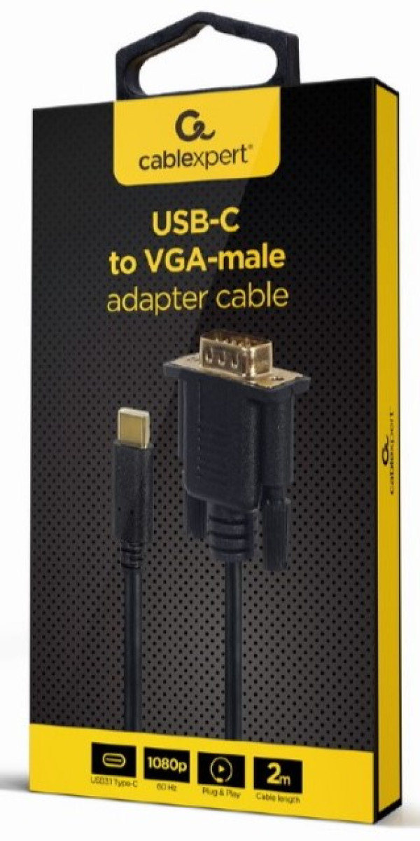 Gembird A-CM-VGAM-01 USB-C na VGA muški kabl, 2 m, 1080p