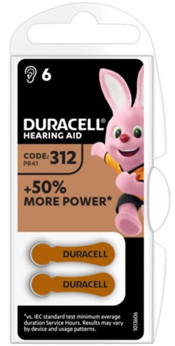 Duracell EasyTab 312 PR41 cink-vazduh baterije za slušni aparat, 6 komada