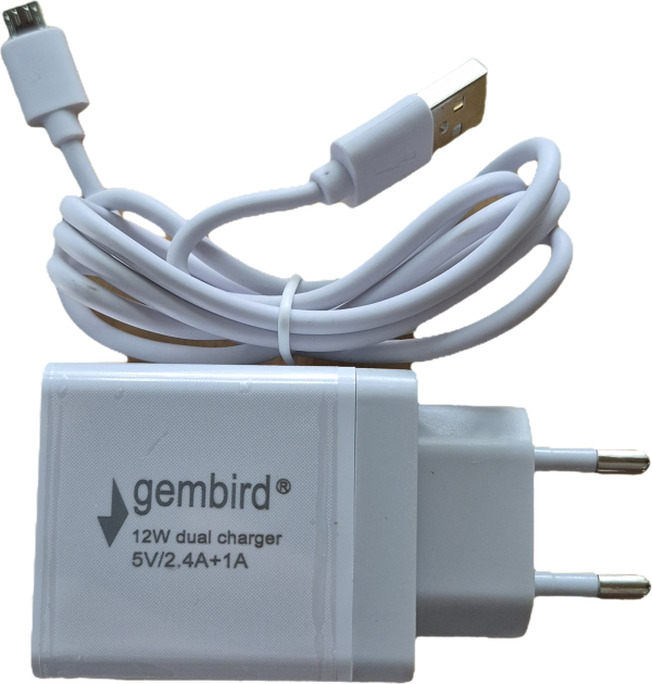Gembird NPA-AC26 USB punjač 12 W sa dva izlaza i microUSB kablom
