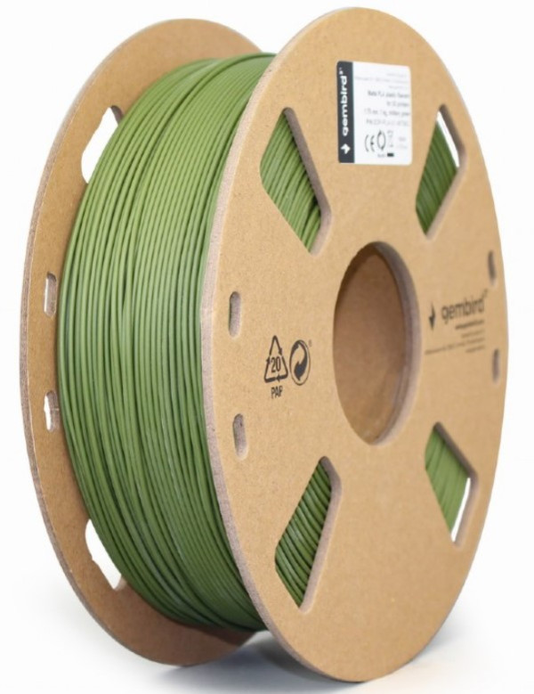 Gembird 3DP-PLA-01-MTMG mat PLA filament 1,75 mm, vojnozelena, 1 kg