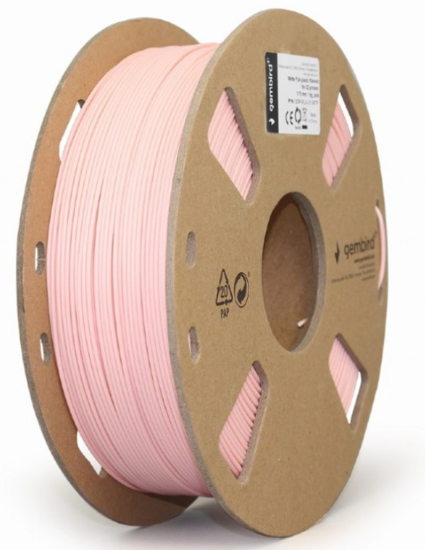 Gembird 3DP-PLA-01-MTP mat PLA filament 1,75 mm, roze, 1 kg