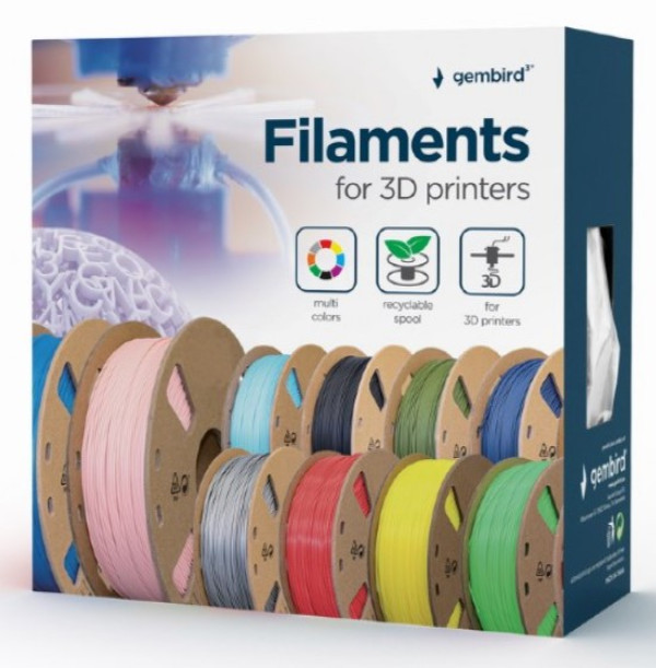 Gembird mat PLA filament slate sivi 1,75 mm, 1 kg – 3DP-PLA-01-MTSG