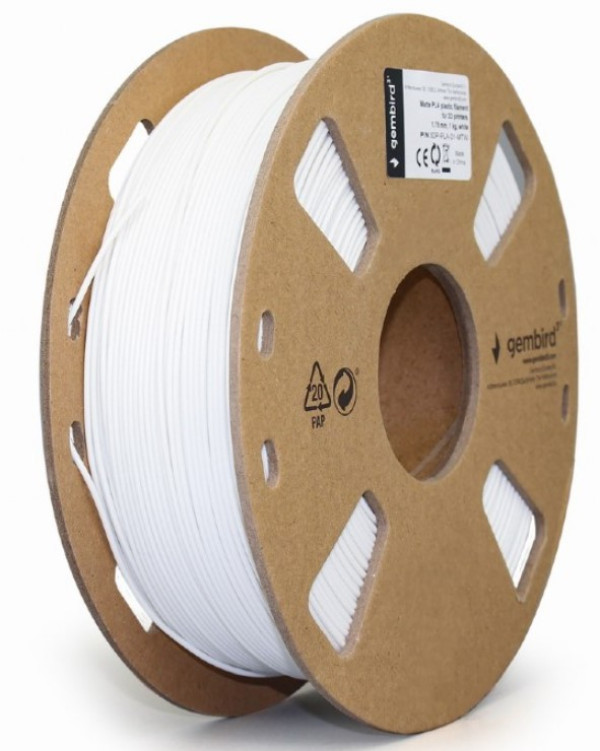 Gembird 3DP-PLA-01-MTW mat PLA filament 1,75 mm, beli, 1 kg