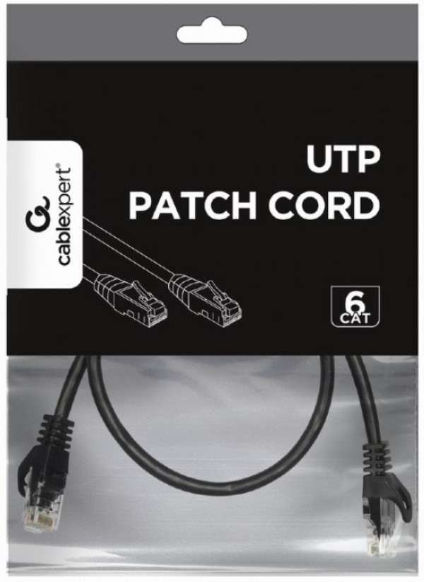 Gembird PP6U-0.25M/BK Cat 6 UTP mrežni kabl, crni, 0,25 m