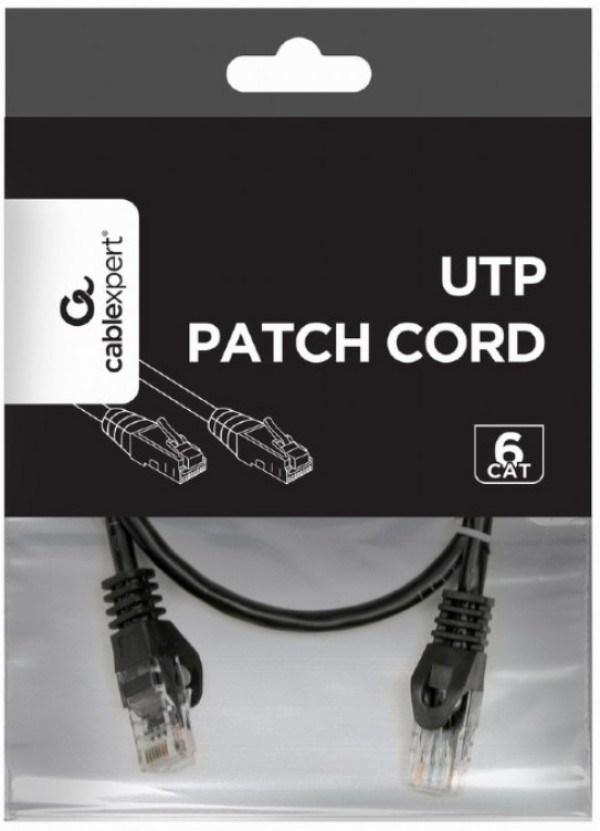 Gembird PP6U-0.5M/BK Cat 6 UTP mrežni kabl, crni, 0,5 m