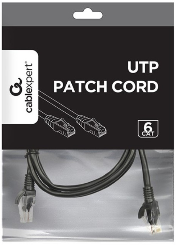 Gembird PP6U-1M/BK Cat 6 UTP mrežni kabl, crni, 1 m