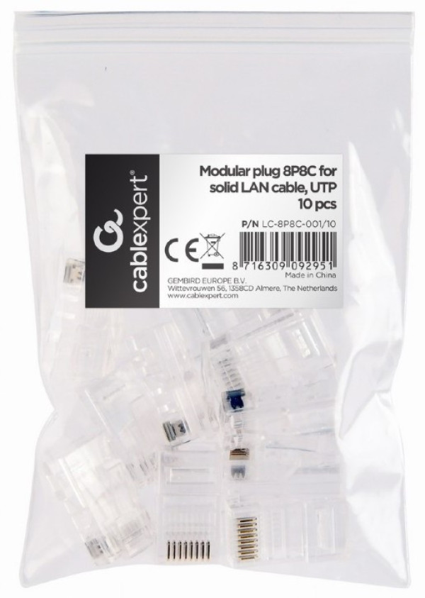 Gembird LC-8P8C-001/10 RJ45 8P8C Cat5e konektori, 10 kom