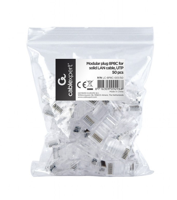 Gembird LC-8P8C-001/50 RJ45 utikači za CAT5 UTP, 50 kom