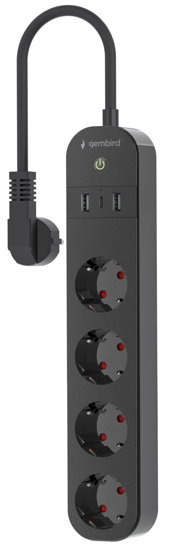 Gembird TSL-PS-S4U-01 pametni produžni kabl sa USB punjenjem, 4 utičnice