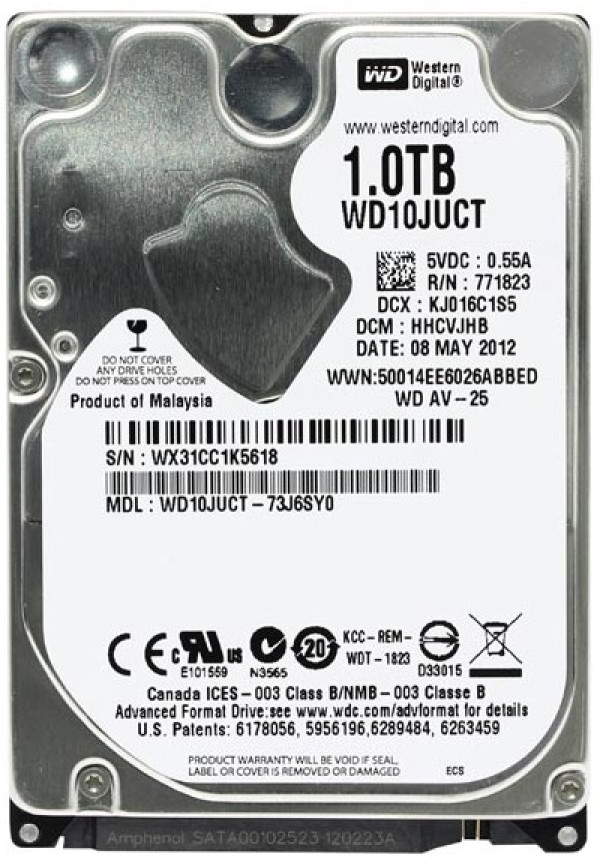 WD WD10JUCT 1TB 2,5" SATA HDD 5400 RPM, 9,5 mm