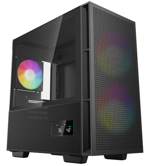 DeepCool CH360 DIGITAL crno mATX kućište sa digitalnim ekranom i ARGB ventilatorima