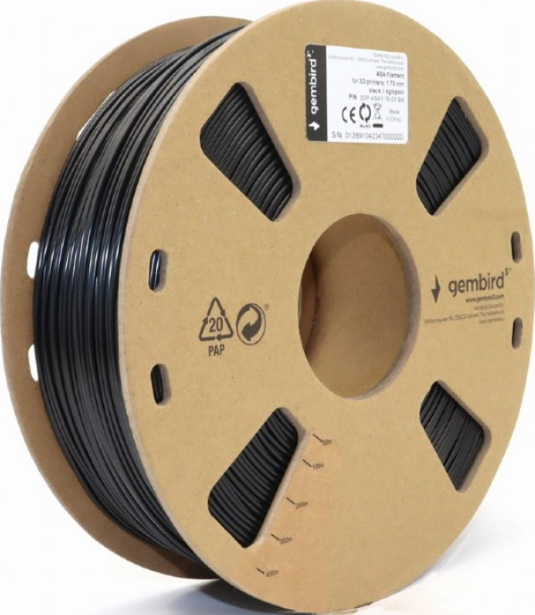 Gembird 3DP-ASA1.75-01-BK ASA filament crni 1,75 mm 1 kg