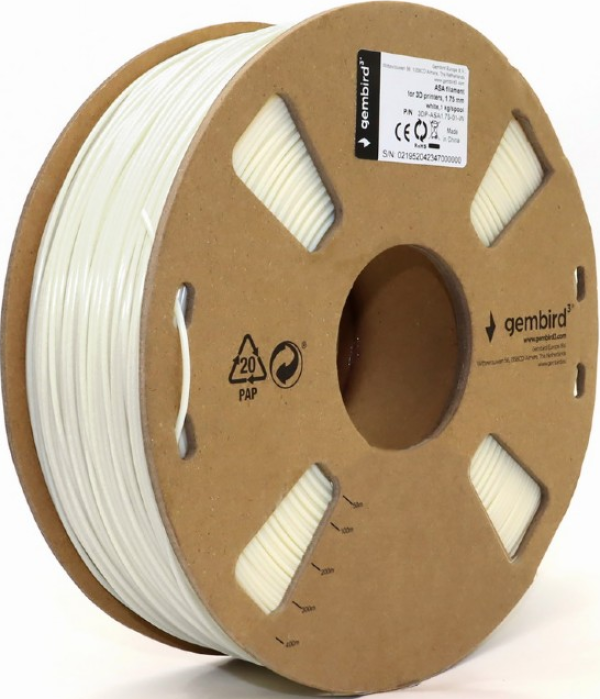 Gembird ASA filament 1,75 mm 1 kg, beli