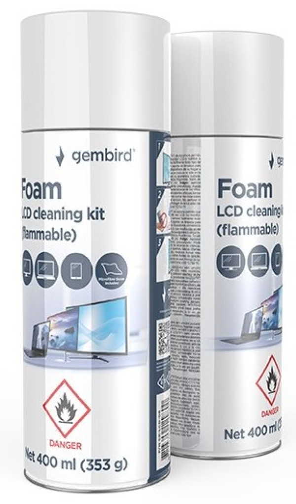Gembird CK-LCD-08 pena za čišćenje LCD/TFT ekrana 400 ml sa mikrofiber krpom