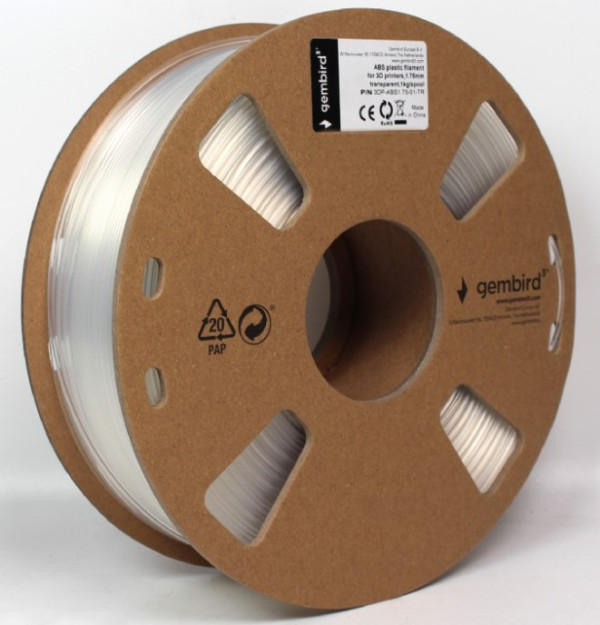 Gembird 3DP-ABS1.75-01-TR ABS filament 1,75 mm, transparentan, 1 kg