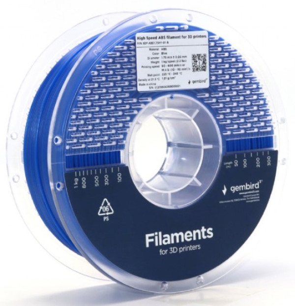 Gembird 3DP-ABS1.75HY-01-B ABS filament, plavi, 1 kg