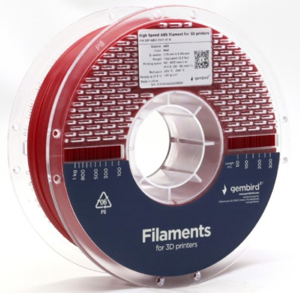 Gembird High Speed ABS filament 1,75 mm, crveni, 1 kg