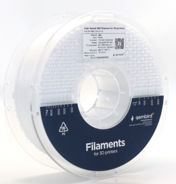Gembird 3DP-ABS1.75HY-01-W ABS filament 1,75 mm, 1 kg