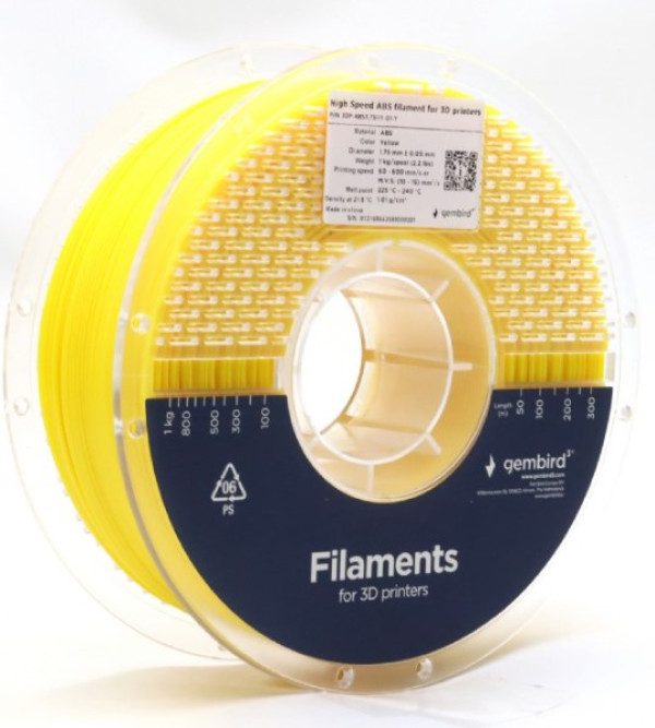 Gembird 3DP-ABS1.75HY-01-Y ABS filament, žuti, 1 kg